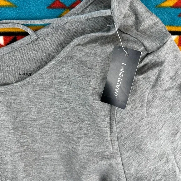 Lane Bryant Bell Sleeve Top Gray Criss‎ Cross Back Long Sleeve Size XL - Picture 2 of 5